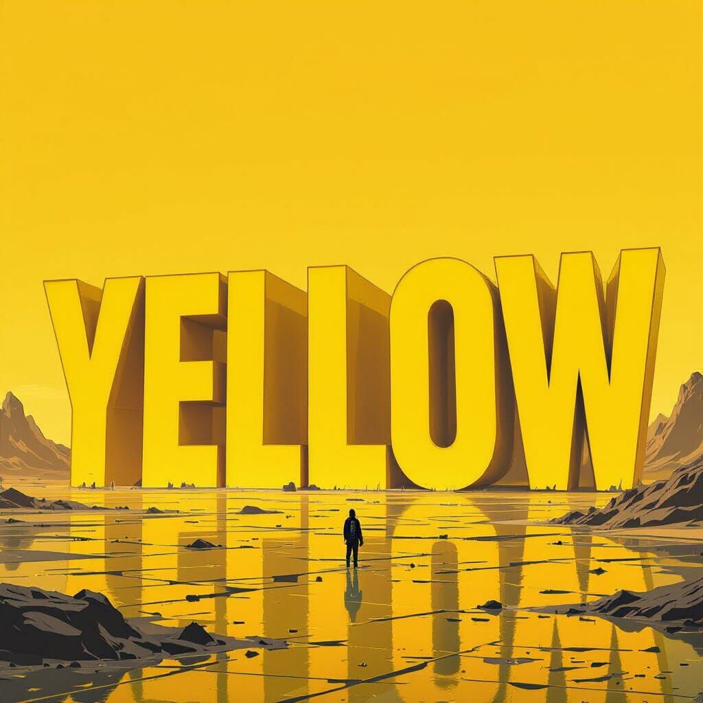 Bold Yellow Letters in Futuristic Style