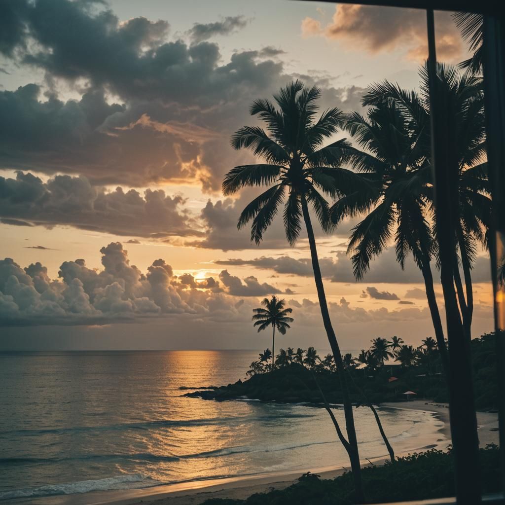 Tropical Island Sunset Viewed from Beach House
