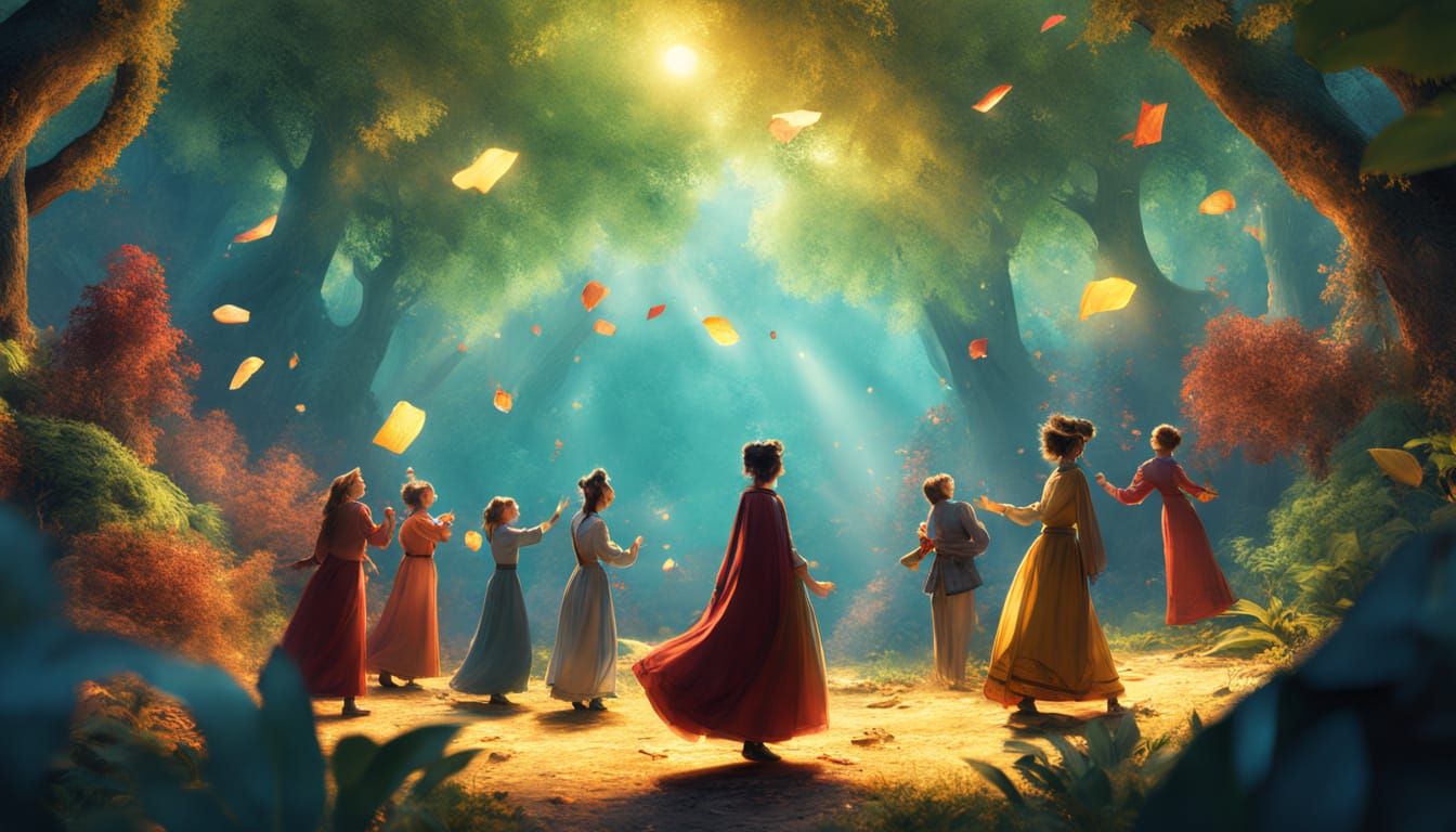 Whimsical Fantasy Dance in Vibrant Forest