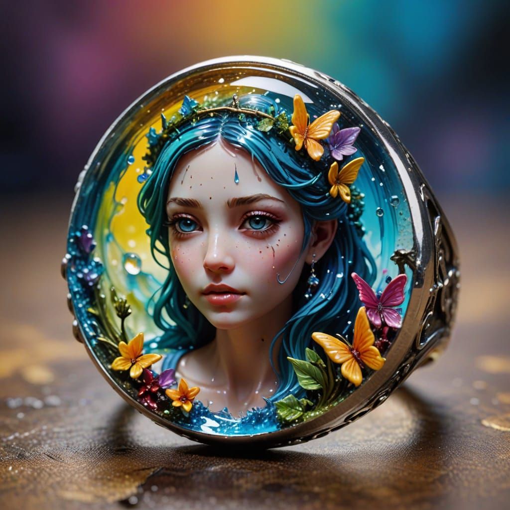Hyperrealistic Fairy Ring in Vibrant, Splashed Colors