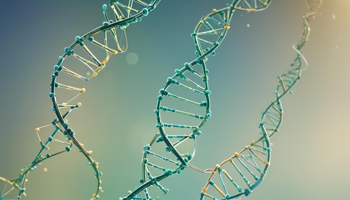 Stylized DNA Helix with Circuit Lines in Gradient