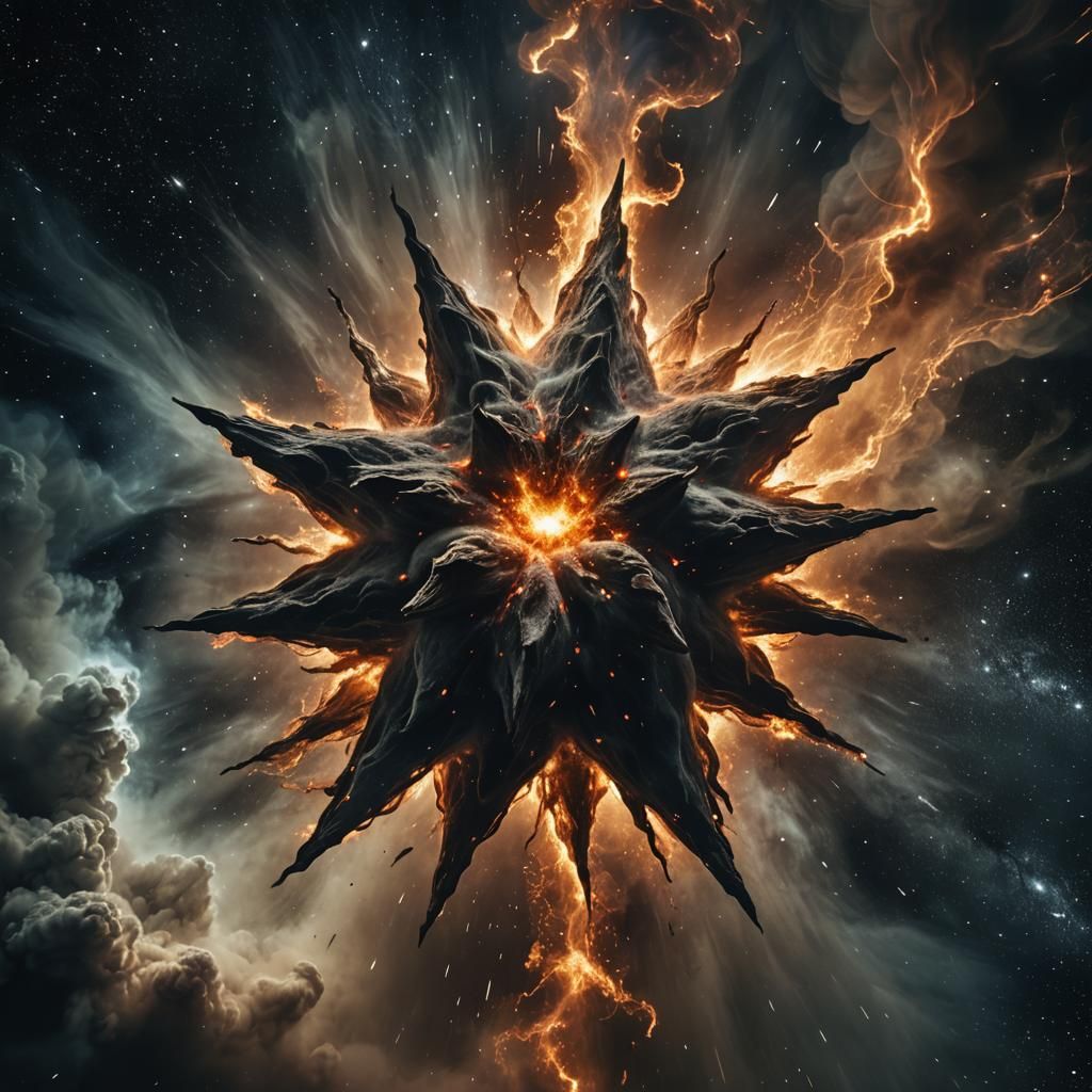 Surreal Dying Star Emitting Energetic Ash