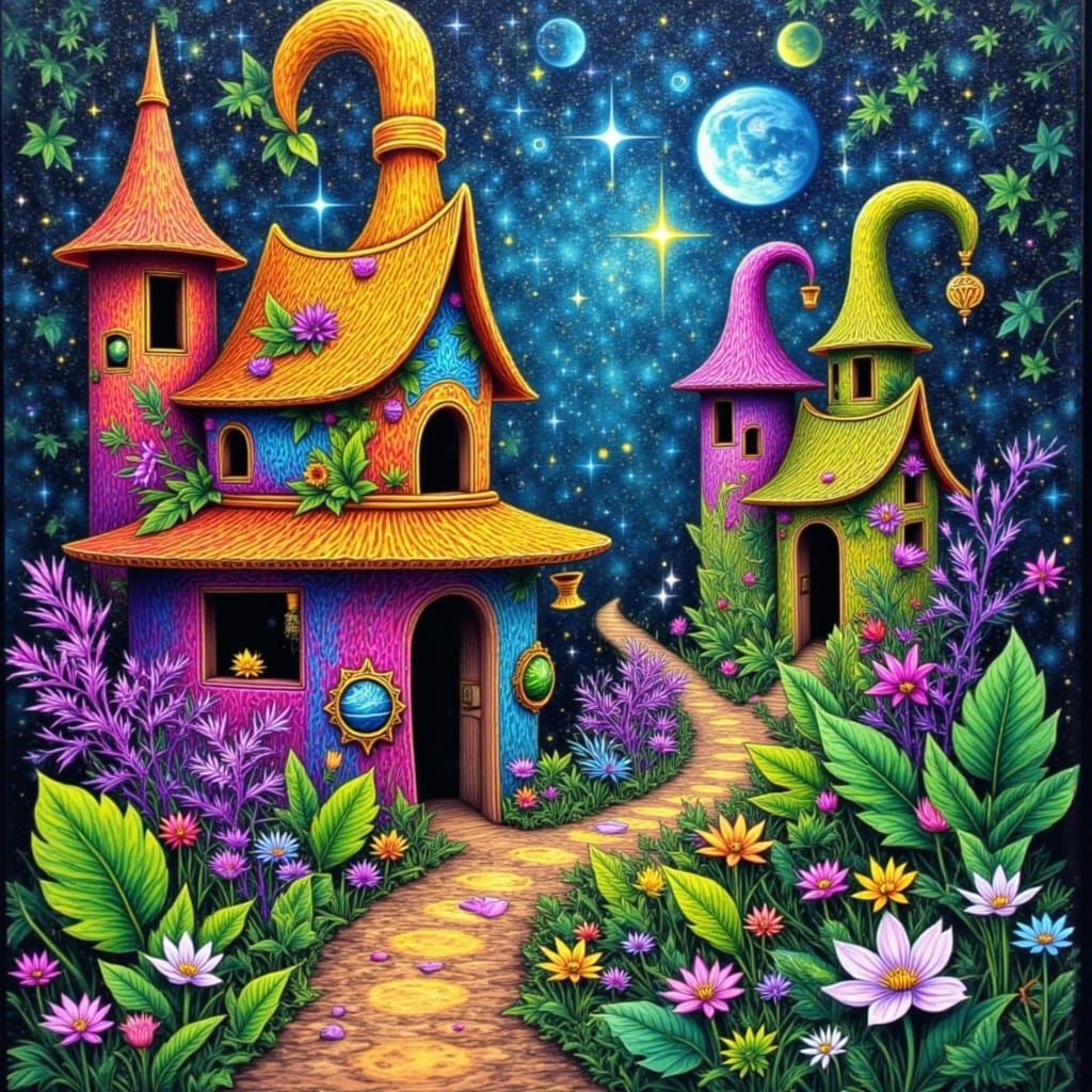 Futuristic Irish Fairy Fort in Abstract Expressionist Style