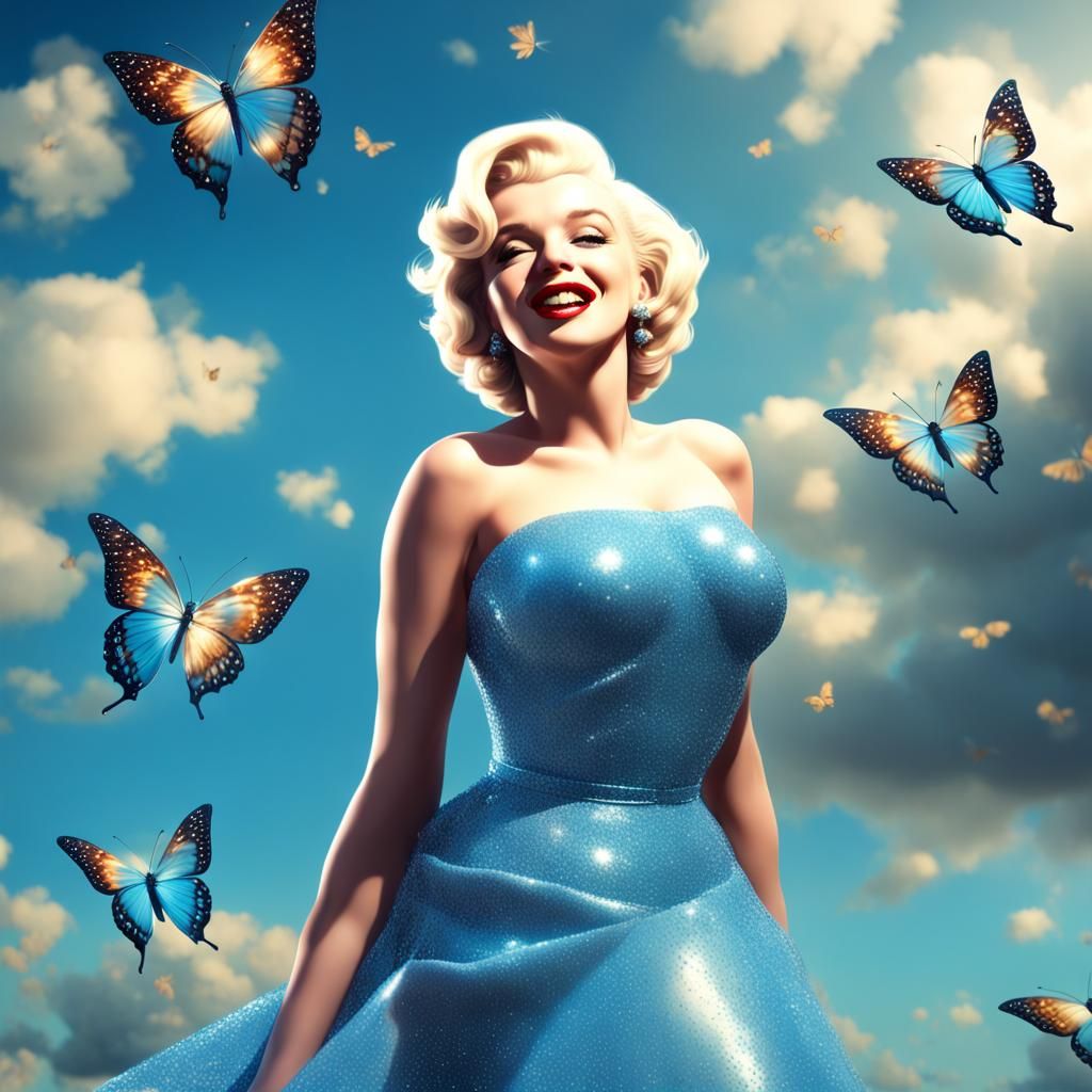 Marilyn Monroe in Sparkling Blue Dress