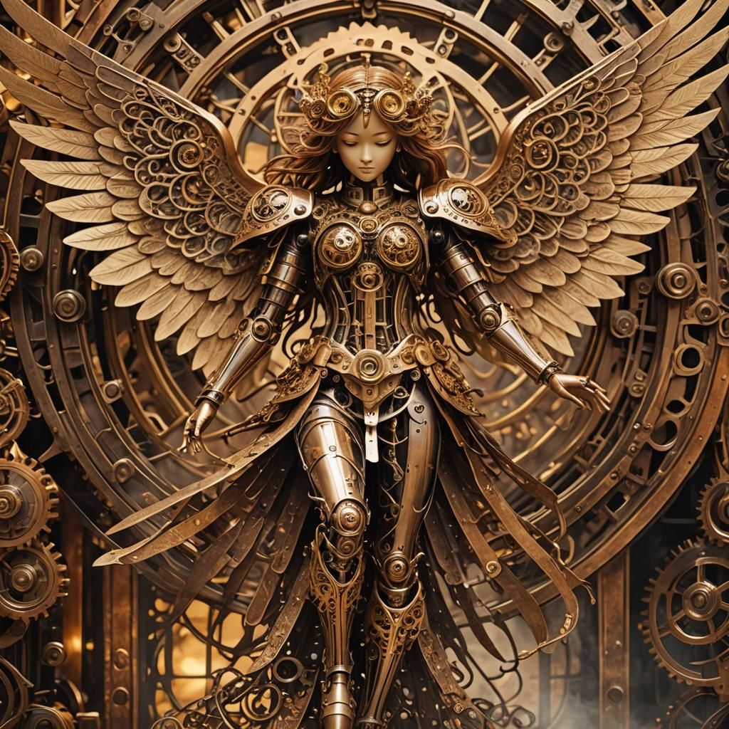 Steampunk Angel in Whirling Steam