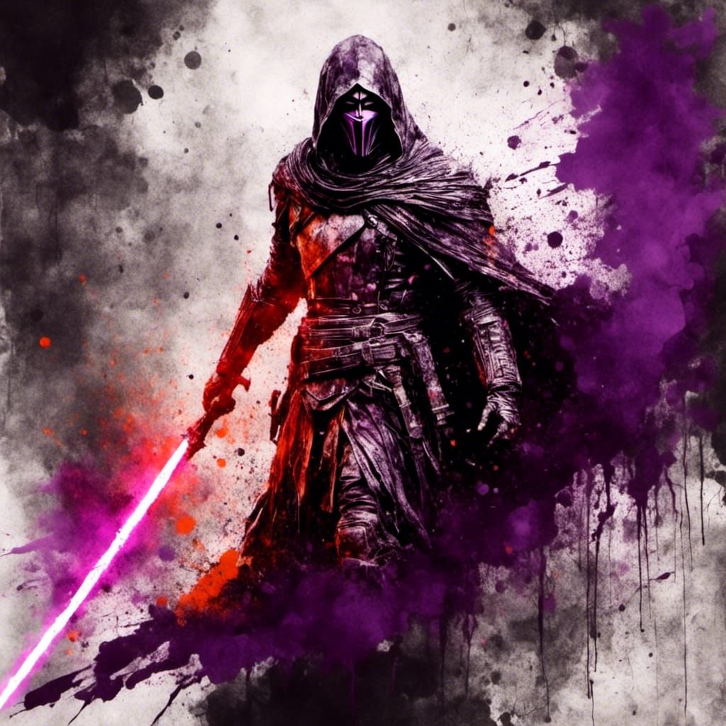 Darth Revan Watercolour with Lightsaber