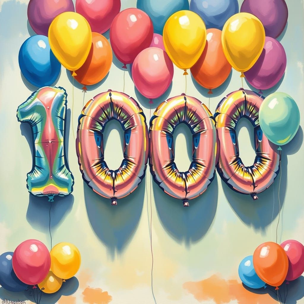 Balloons spelling out 1000 at a children's party