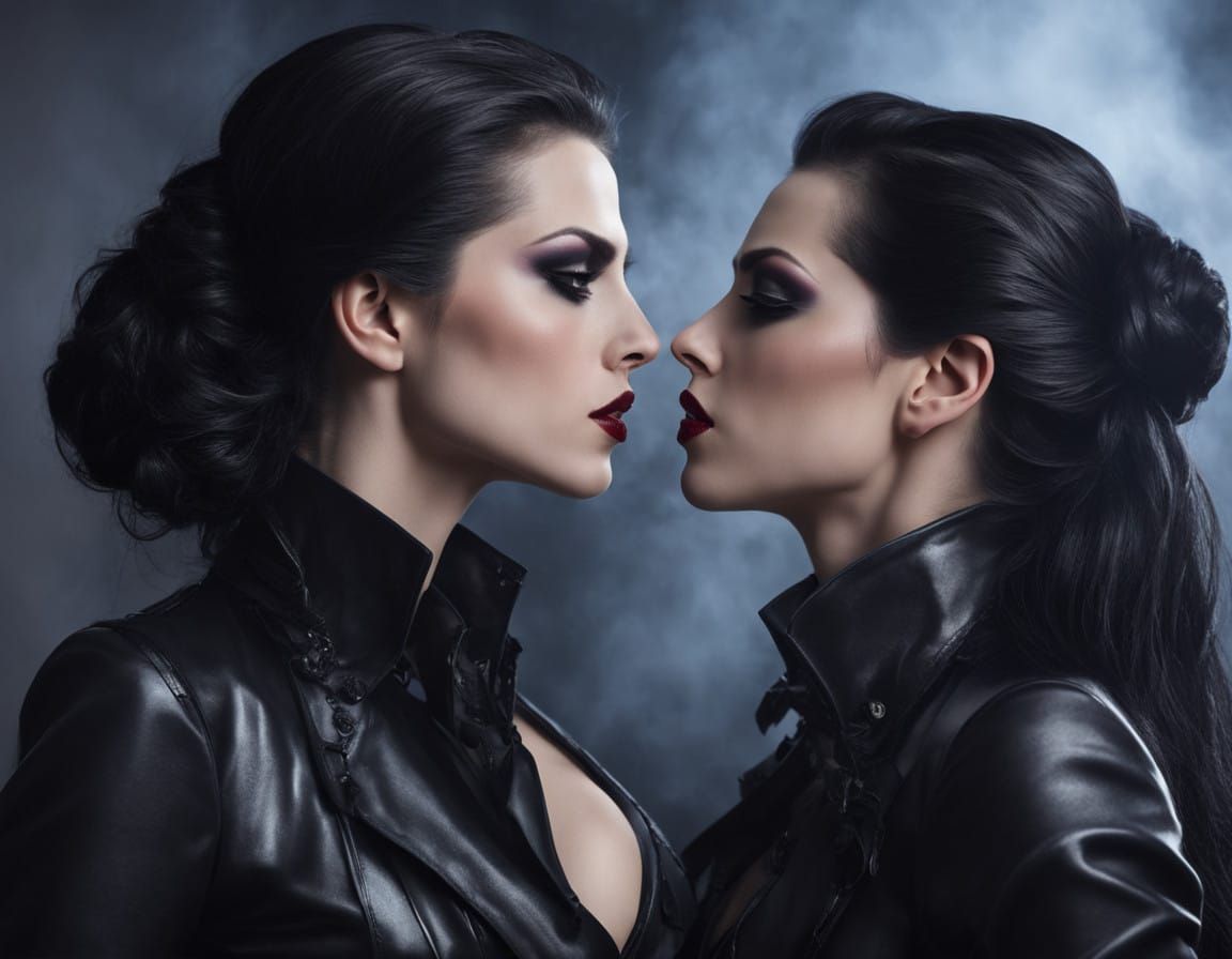 Sensual Vampires Embrace in Midnight Elegance