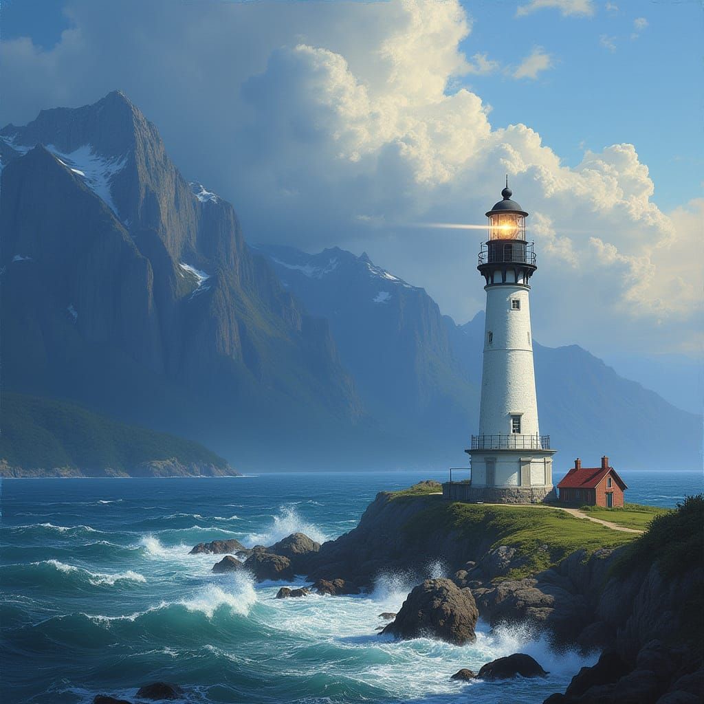 Coastal Lighthouse Scene in Luminist Style