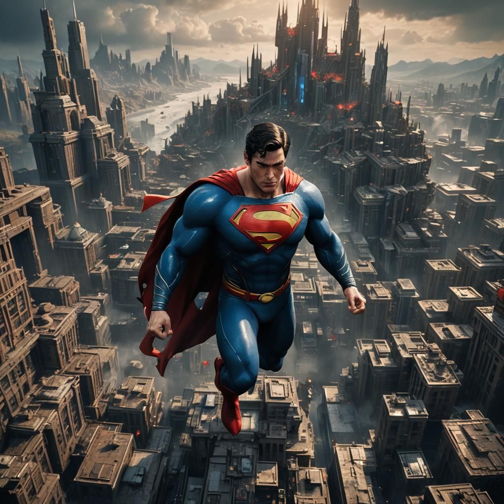 Detailed Matte Painting of Superman in 8k
