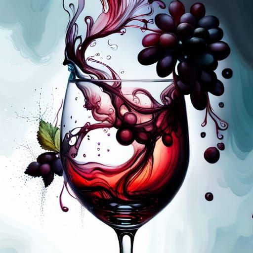 Hyperreal Red Wine Splash Art in 8K