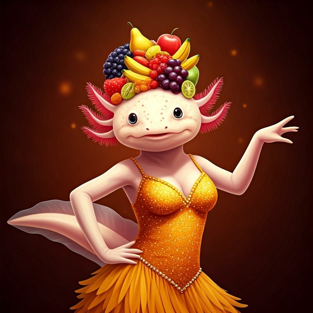 Axolotls in 1940s Glamour as Carmen Miranda