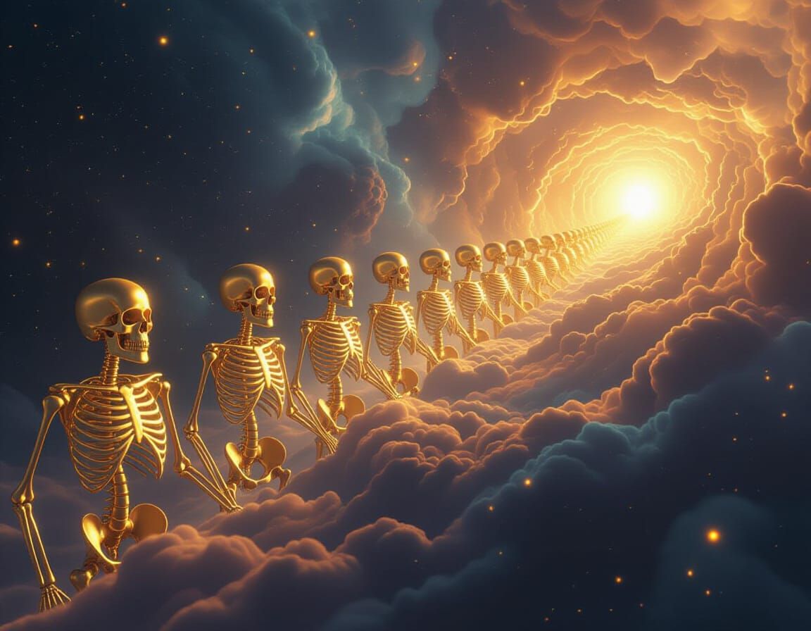 Golden Skeletons Vanish Into Event Horizon