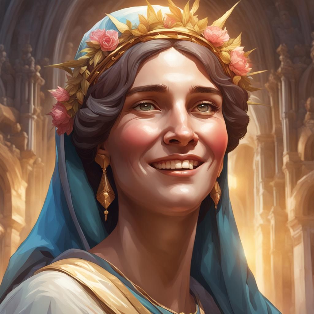 Gentle Portrait of Mary in Art Nouveau Style