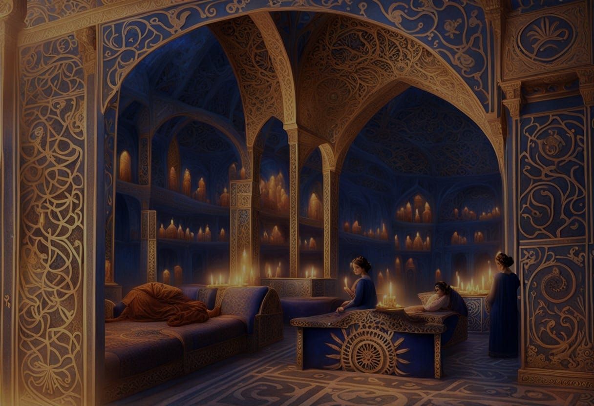 Temple Illuminated by Candlelight: Matte Painting