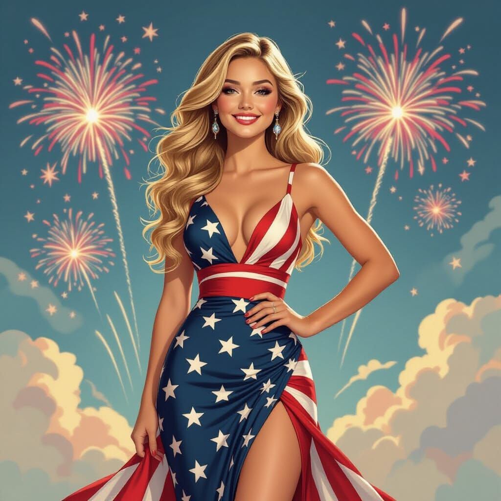 Patriotic Woman in Art Nouveau Style