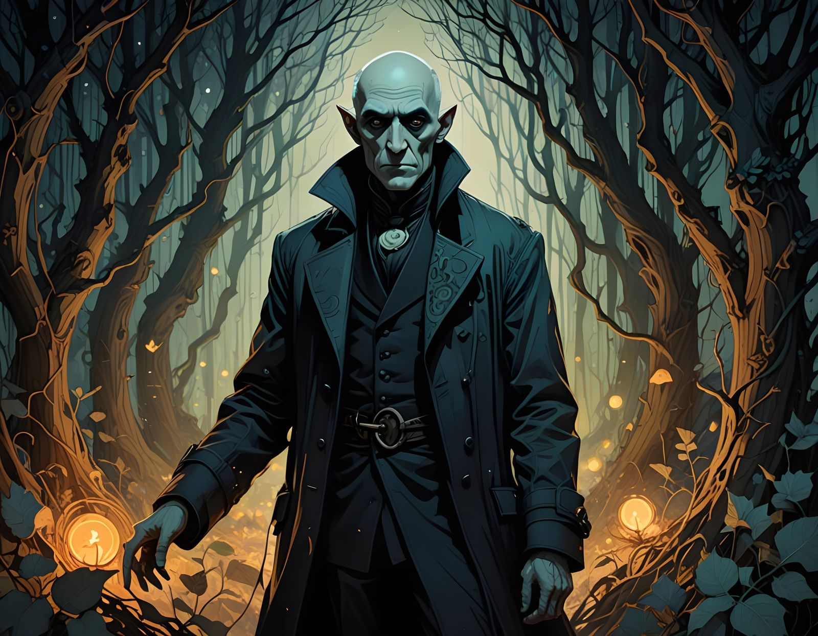 Elegant Gothic Horror Portrait in Digital Painting Style