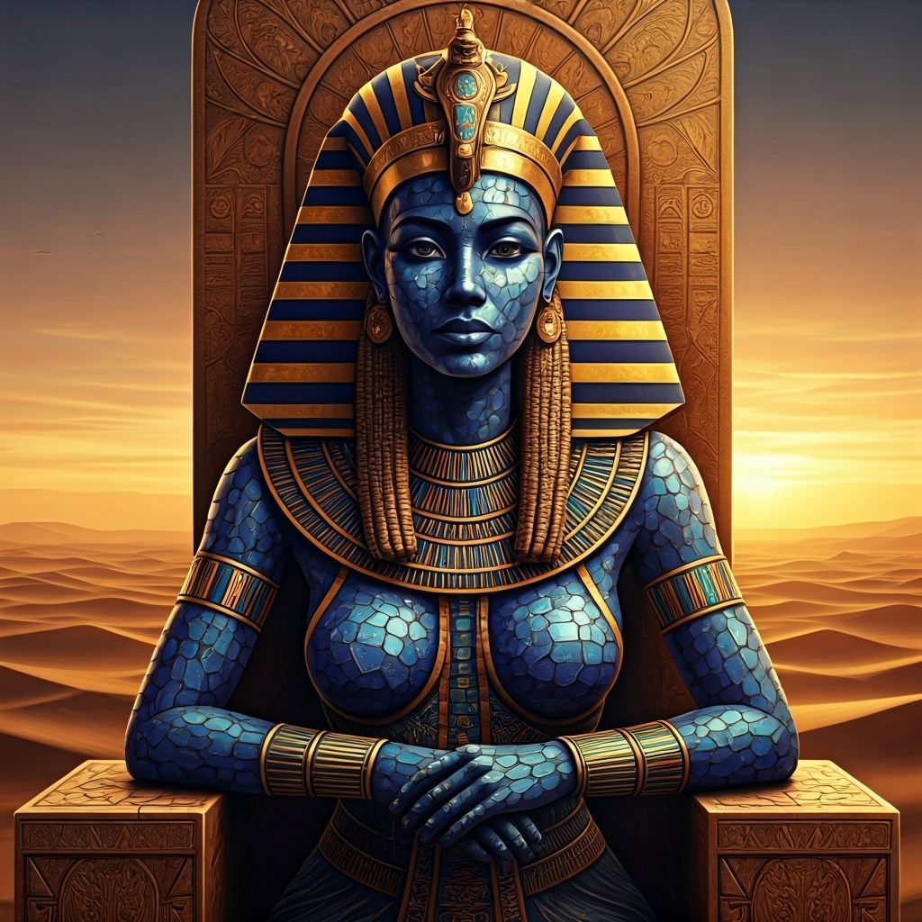 Sea Glass Sculpture of Egyptian Queen in Art Deco Style