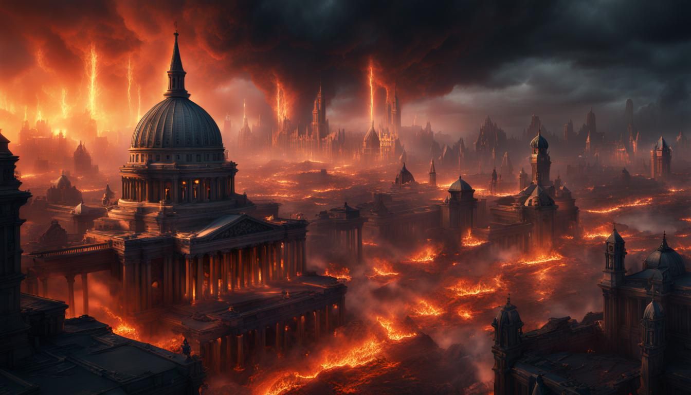 Capital City Ablaze: Detailed Matte Painting