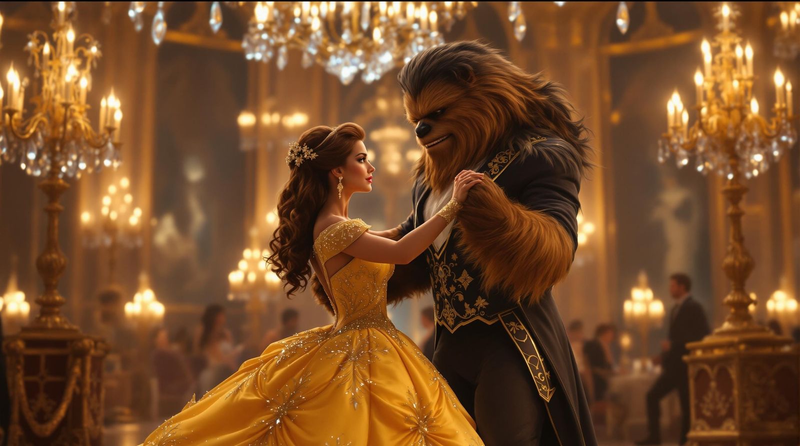Gorgeous Princess Belle Dances with Beastly Chewbacca in Enc...