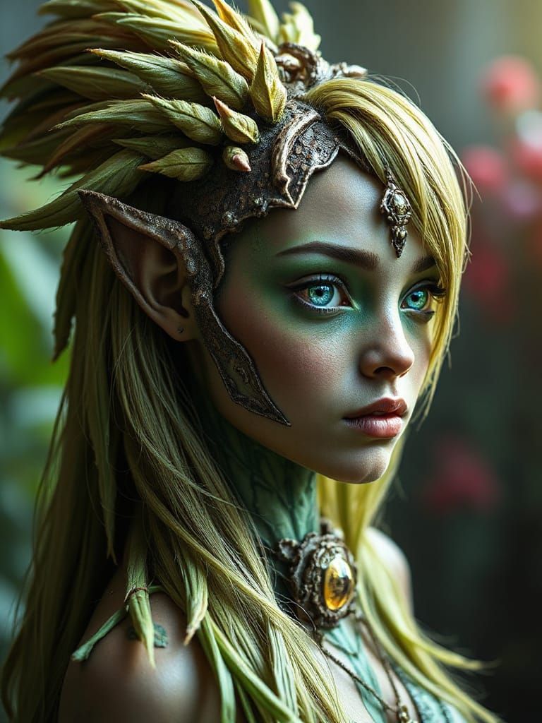 Enchanted Forest Goddess in Hyperrealistic Style