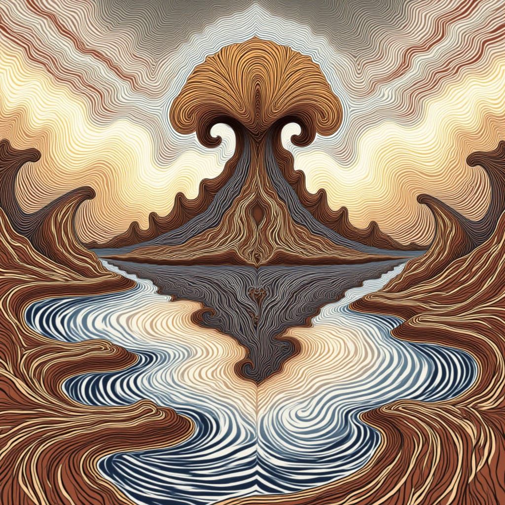 Floating Rainbow Fractal Island in the Sky