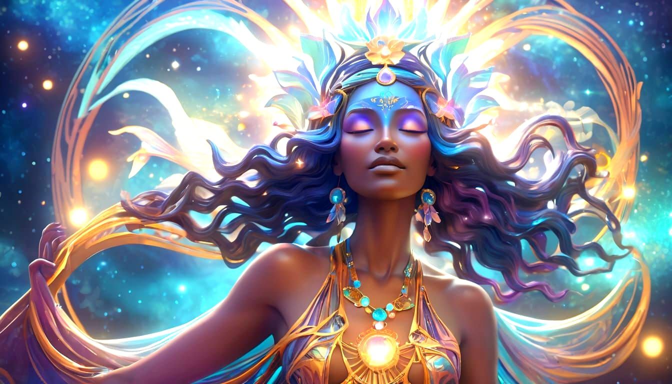 Ethereal Art Deco Portrait of Star-Born Sage