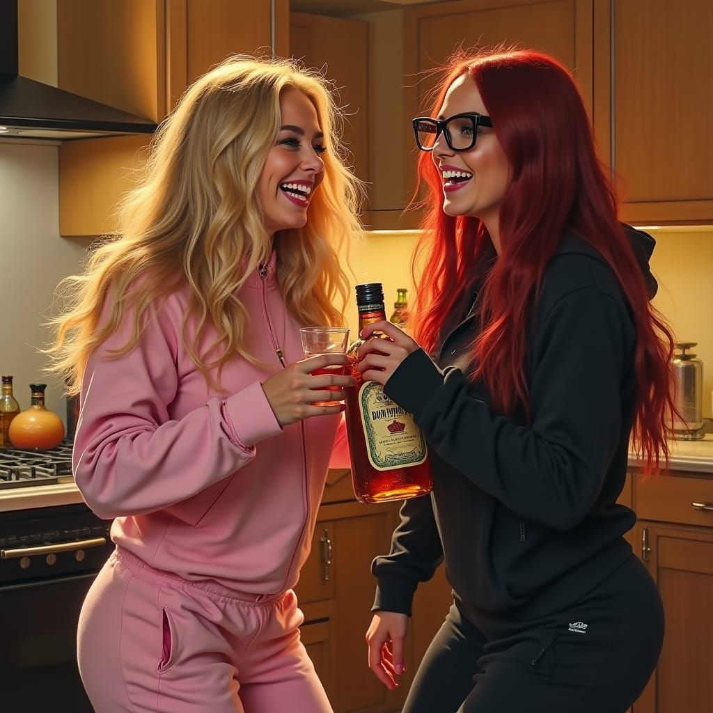 Vibrant Women Twerk in Cozy Kitchen