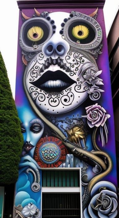 Melinoe: Greek Goddess in Tim Burton Street Art