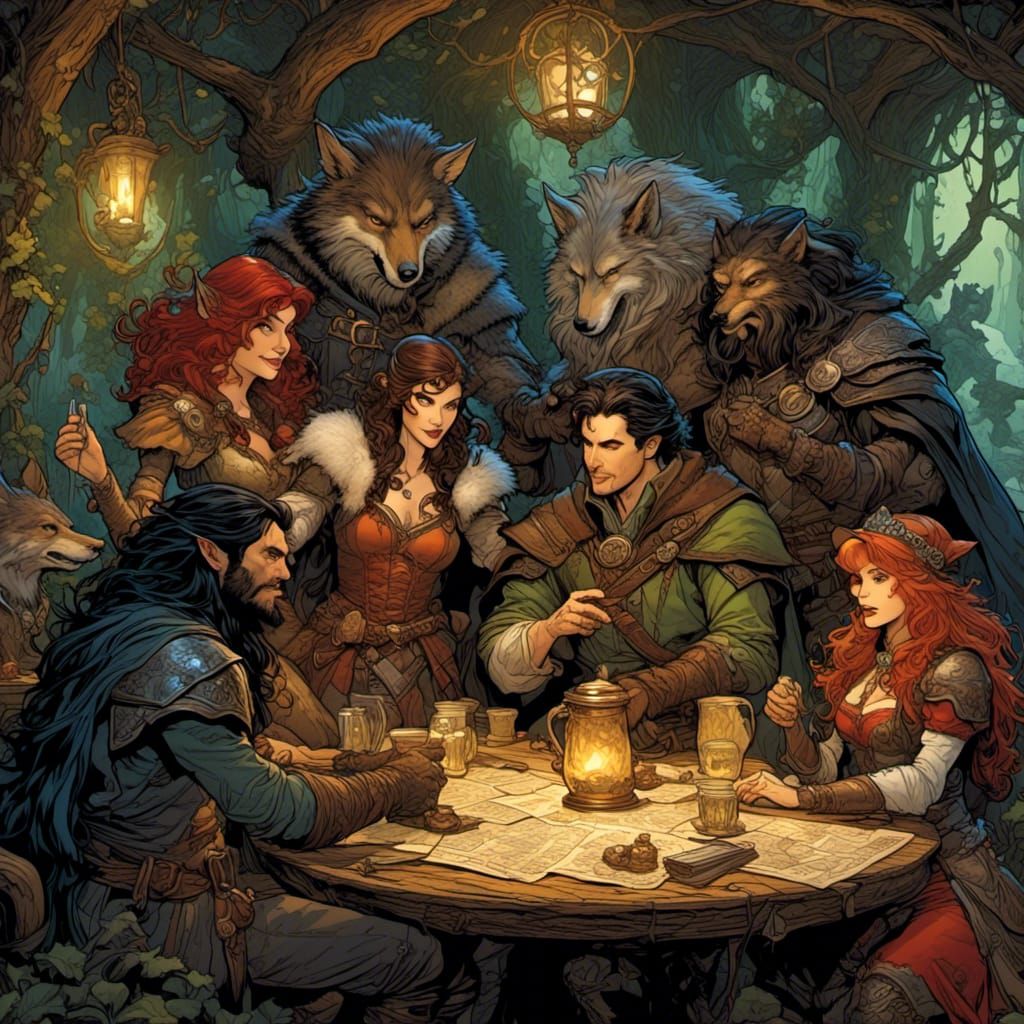 Friends Playing D&D in Comic Book Style