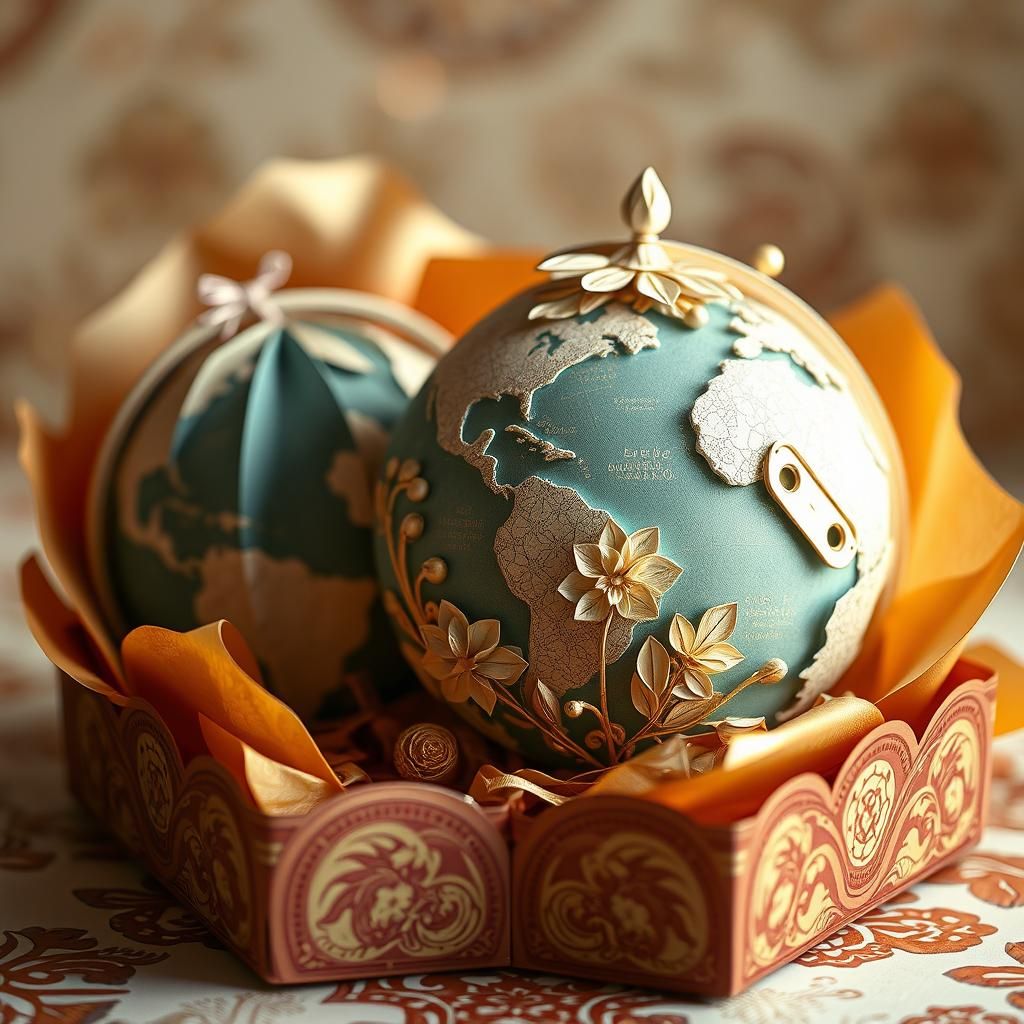 Origami Paper Globes in Ornate Packaging