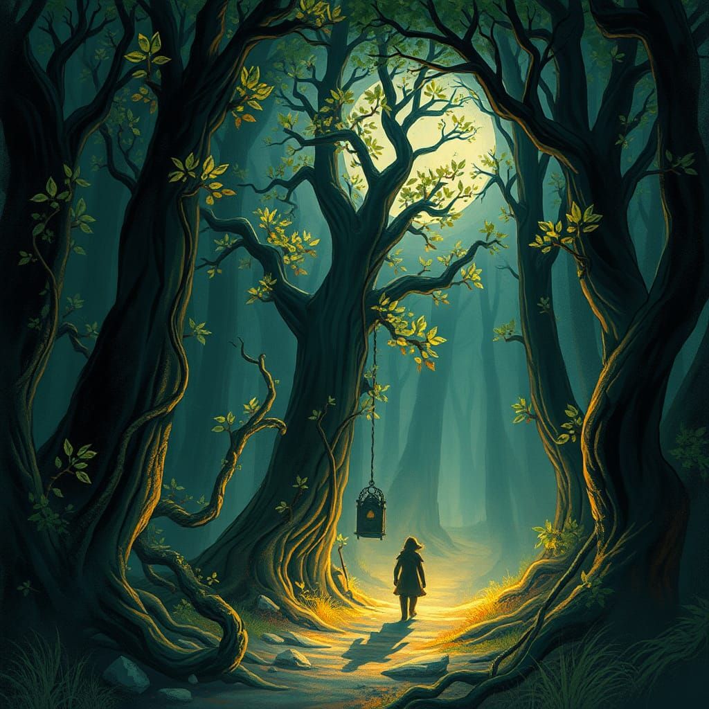 Mystical Forest Escape in Anime Style