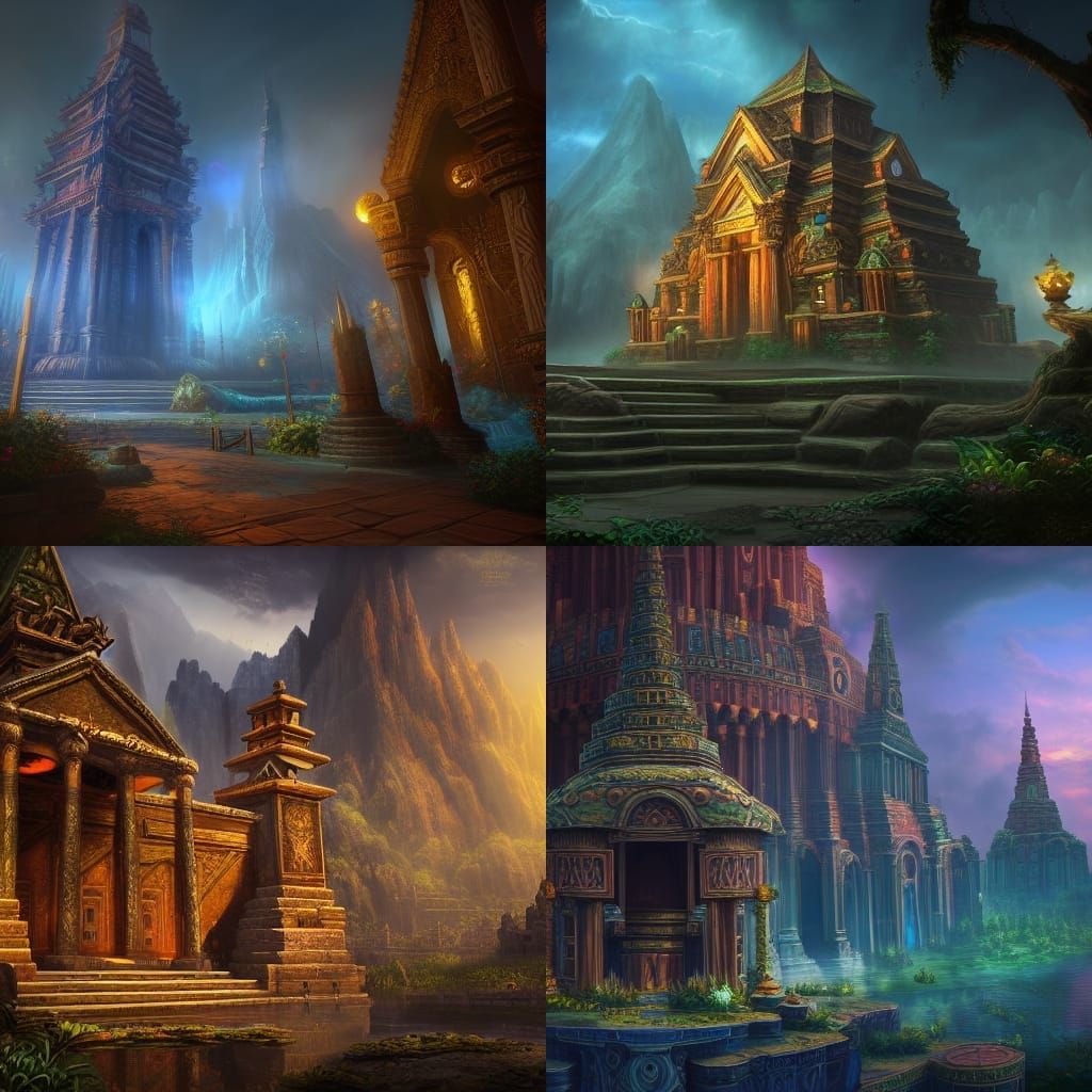 Fantastical Temple of Time in Deep Color