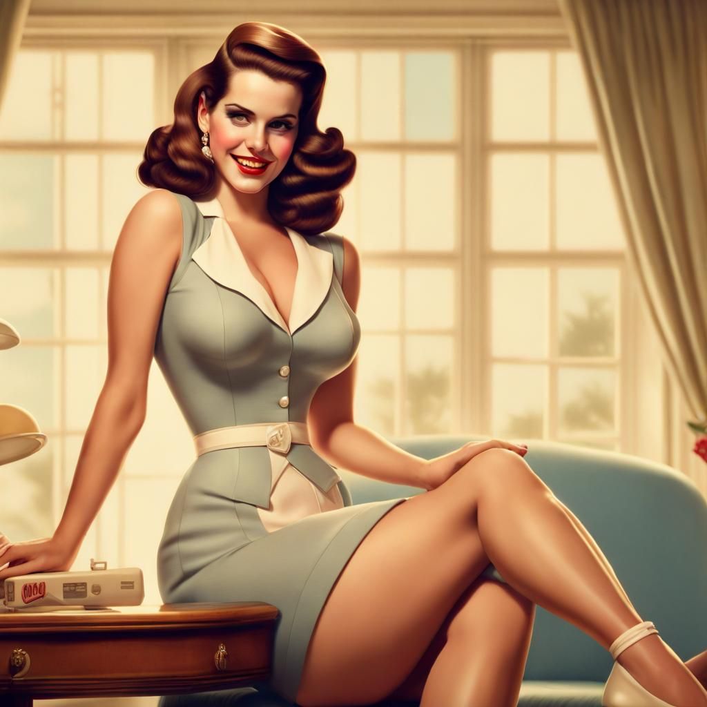 Lana Del Rey as 1940s Pin-Up, Vargas Painting