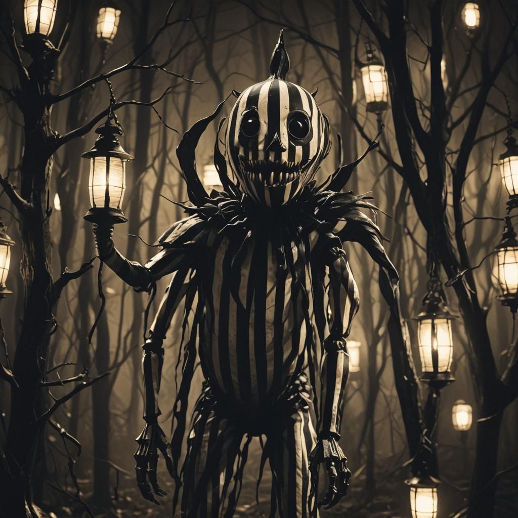 Eerie Striped Creature Emerges from Darkness