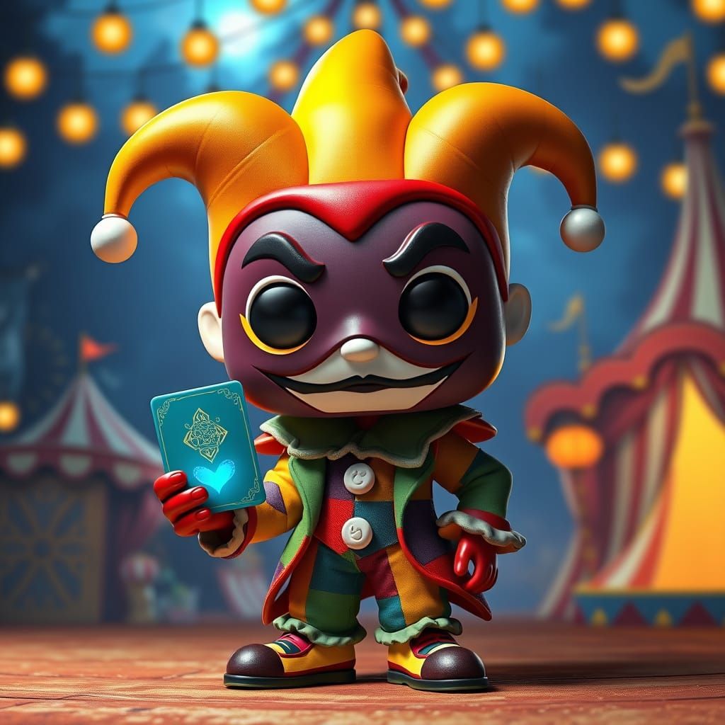 Mischievous Jester Funko Pop in 3D Anime Style