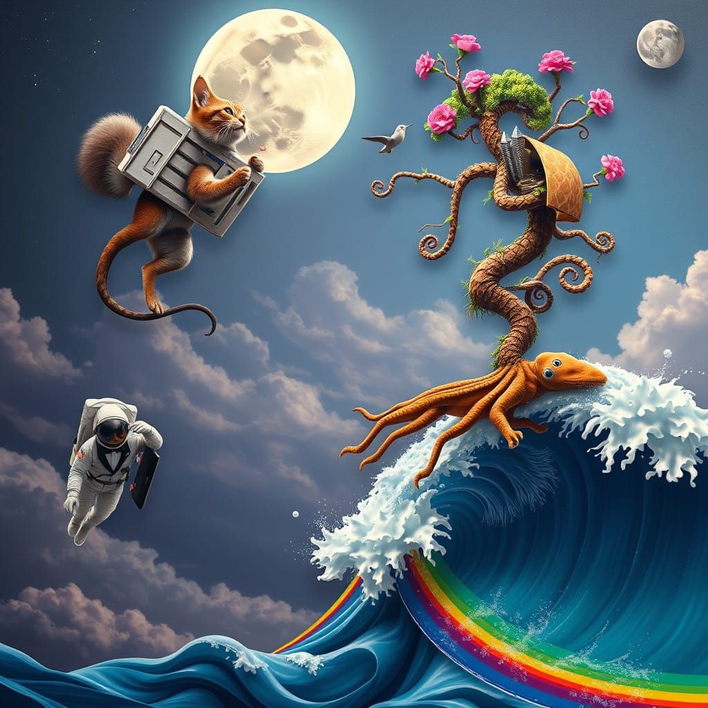 Fantastical Space Cat Explores the Cosmos