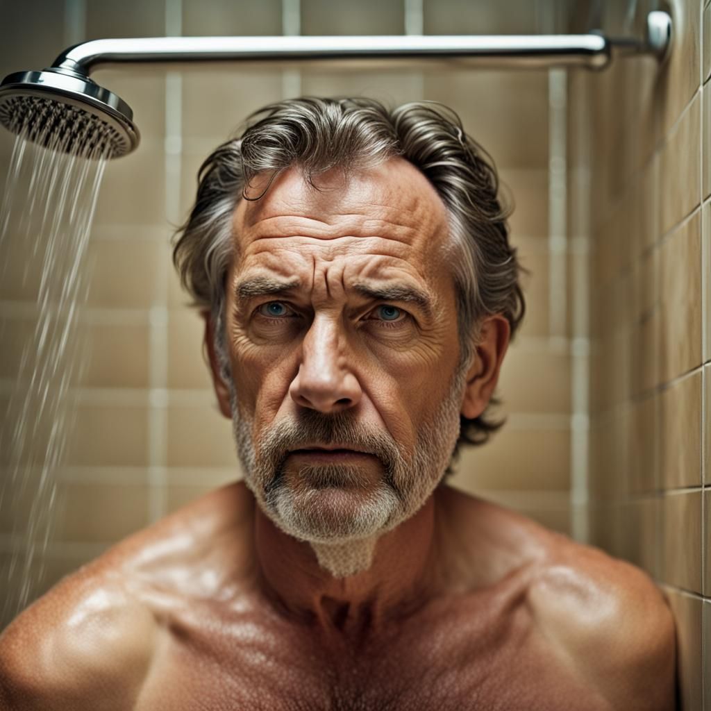 Hairy Chested Man Portrait in Studio Lighting