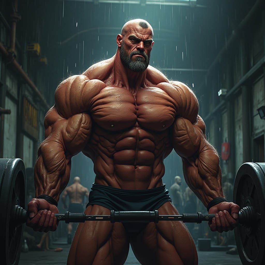 Epic Bodybuilders in Gritty Gym, Veins Bulging, Strength Unl...