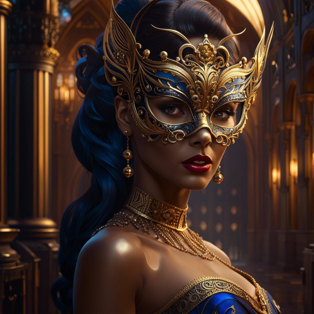Woman in Masquerade Mask, Fantasy Concept Art