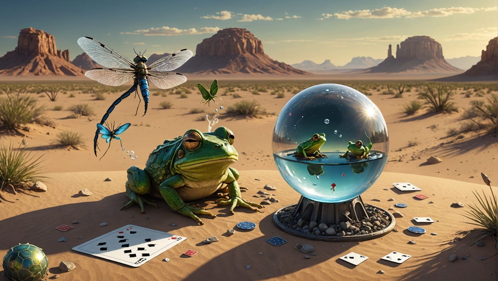 Surreal Desert Card Game Near Black Hole