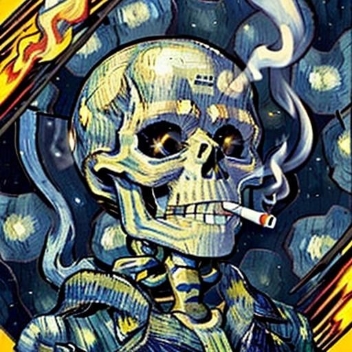 Smoking Skull in Pop Art Style