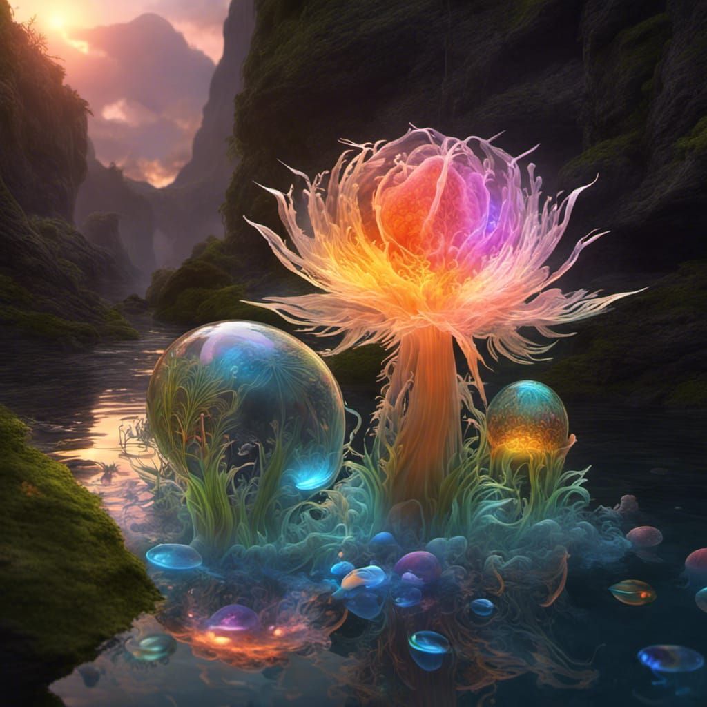Alien Dragon Eggs on Planet Lumena in CGI Style
