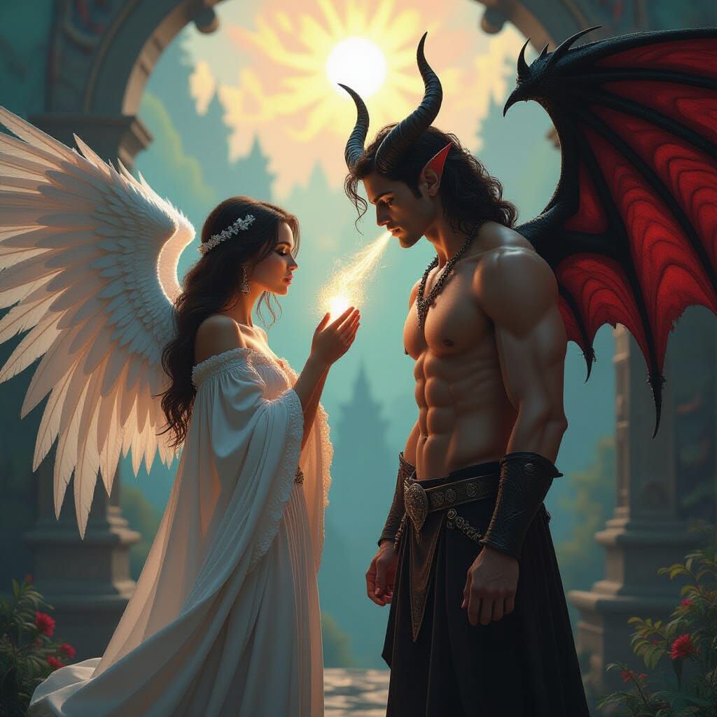 Angel Transforms Demon: Detailed Matte Painting