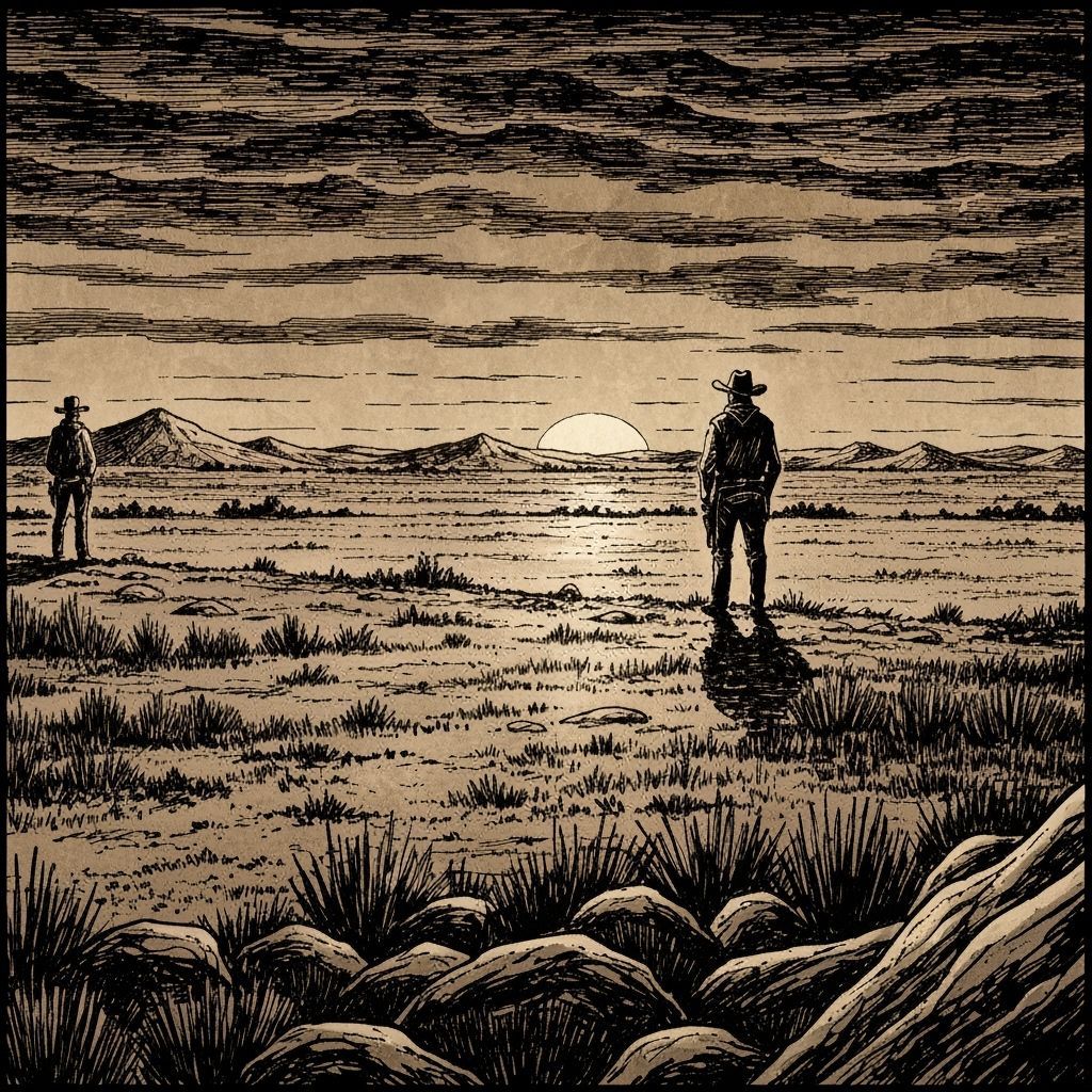 Sepia Cowboys in Underground Comix Style