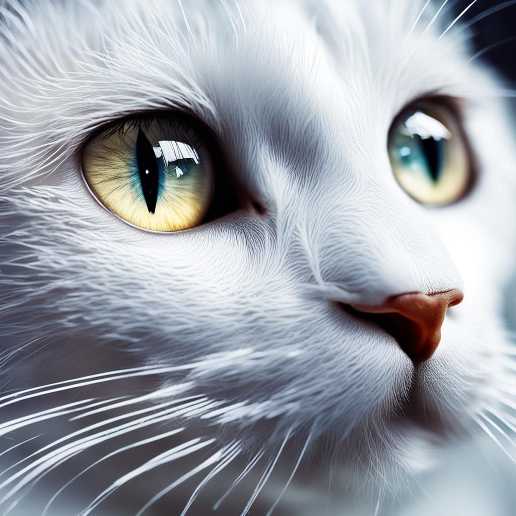 Close-Up of White Cat with Sparkling Eyes