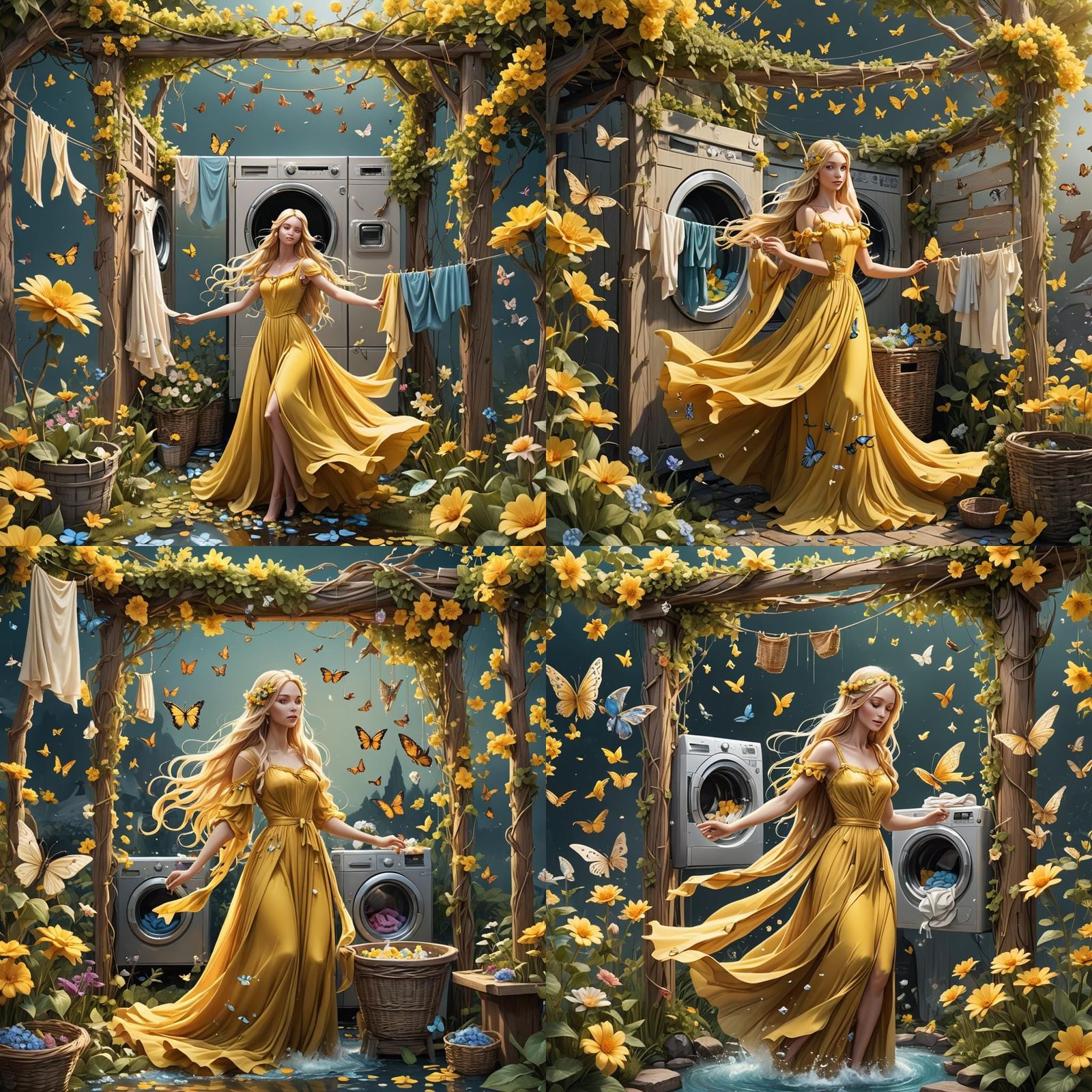 Fairy Doing Laundry: 3D Logo Style Illustration