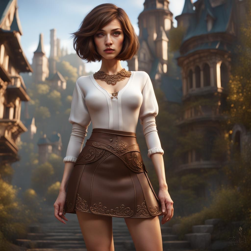 Charming Woman in Miniskirt: Fantasy Concept Art