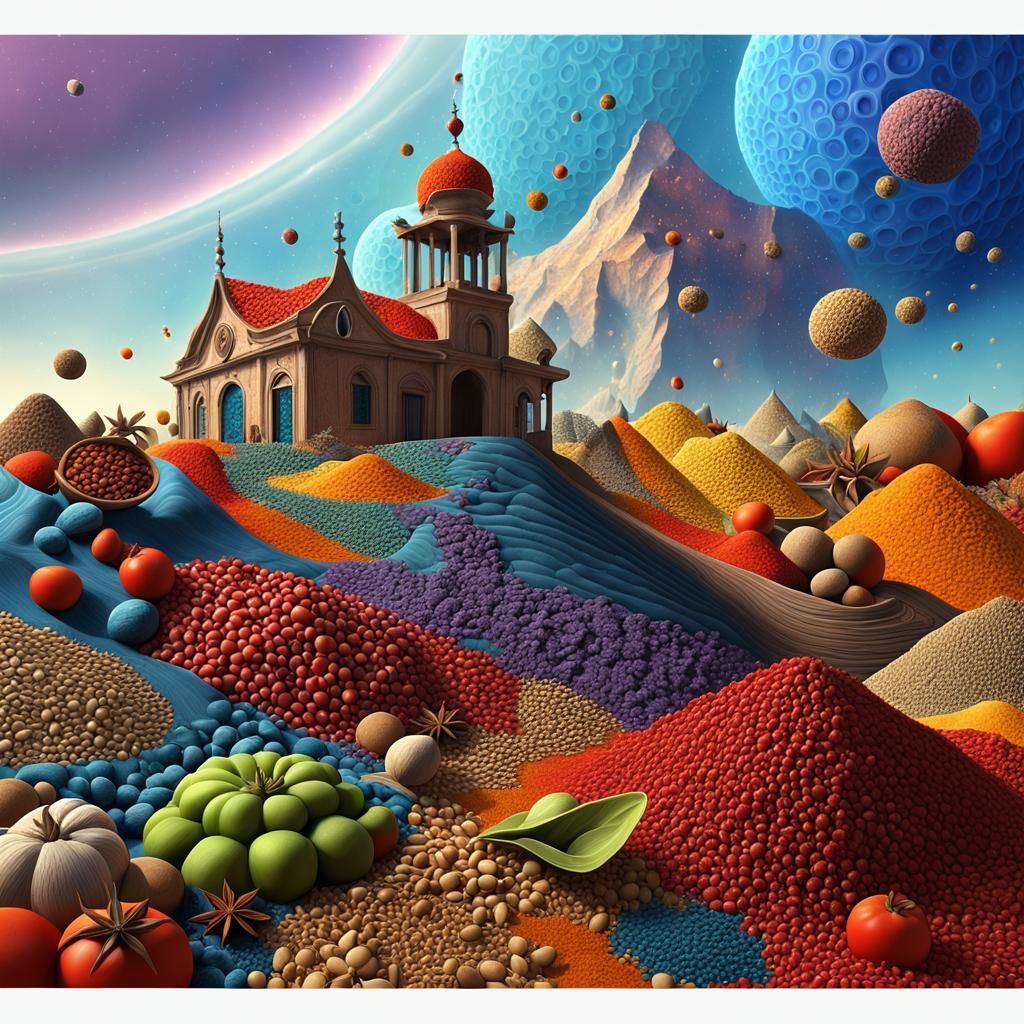 Spice Dreamscape: Hyperdetailed Abstract 3D Digital Art