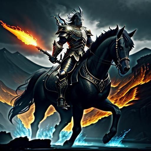 Ethereal Warhorse Ignites Lava Rivers in Gothic Armor